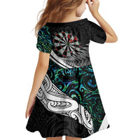 Personalized NZ Darts Kid Short Sleeve Dress Paua Shell Maori Koru Whakairo LT7 - Polynesian Pride