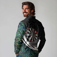 Personalized NZ Darts Long Sleeve Polo Shirt Paua Shell Maori Koru Whakairo LT7 - Polynesian Pride