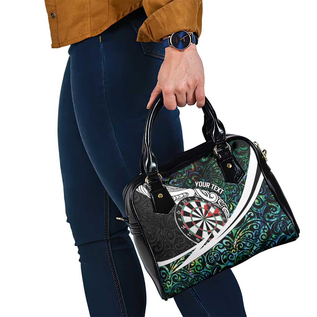 Personalized NZ Darts Shoulder Handbag Paua Shell Maori Koru Whakairo - Polynesian Pride