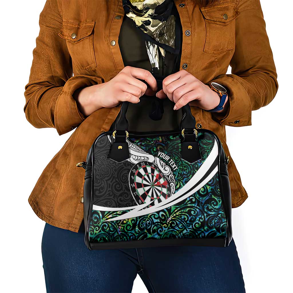 Personalized NZ Darts Shoulder Handbag Paua Shell Maori Koru Whakairo - Polynesian Pride