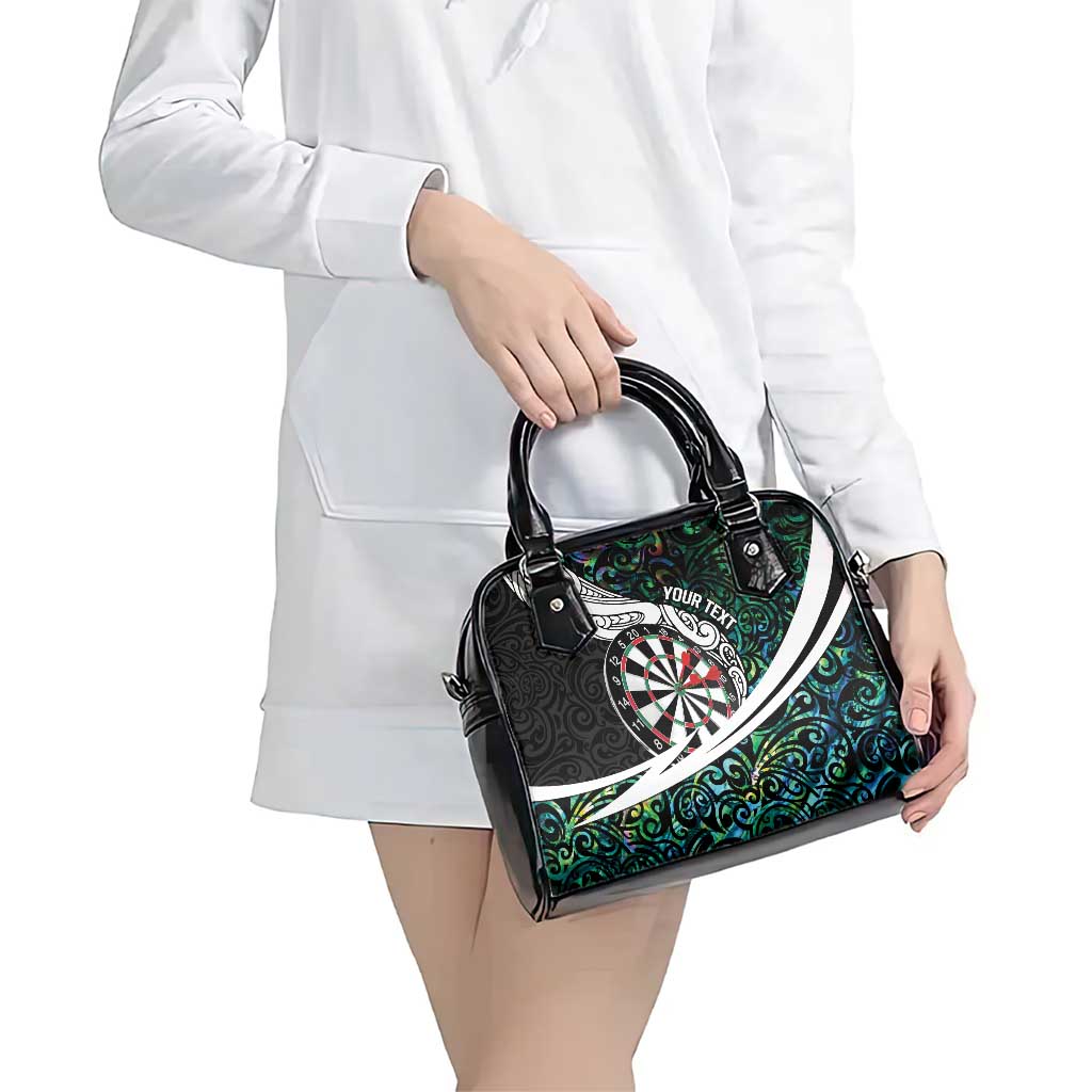 Personalized NZ Darts Shoulder Handbag Paua Shell Maori Koru Whakairo - Polynesian Pride
