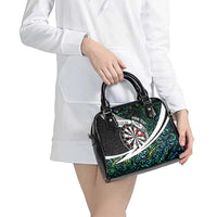 Personalized NZ Darts Shoulder Handbag Paua Shell Maori Koru Whakairo - Polynesian Pride