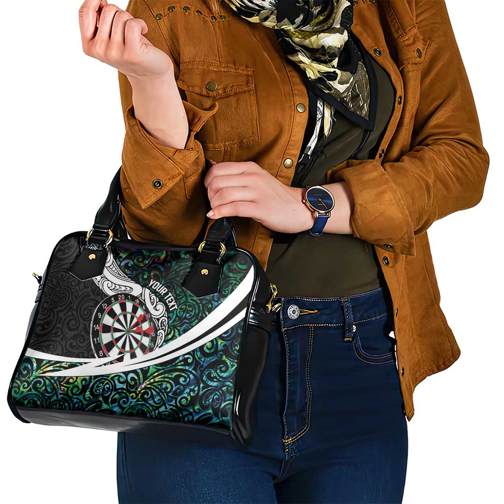 Personalized NZ Darts Shoulder Handbag Paua Shell Maori Koru Whakairo - Polynesian Pride
