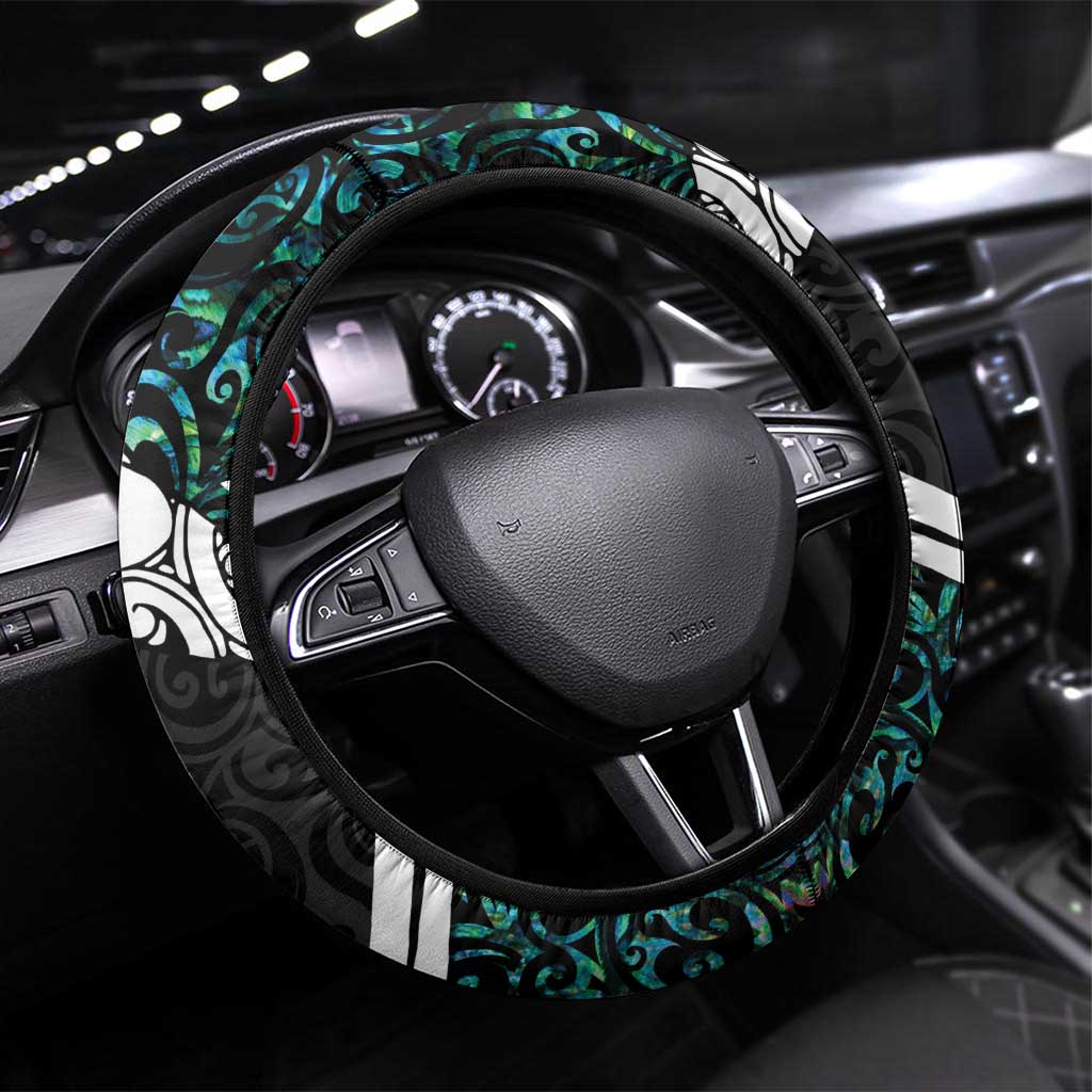 NZ Darts Steering Wheel Cover Paua Shell Maori Koru Whakairo - Polynesian Pride
