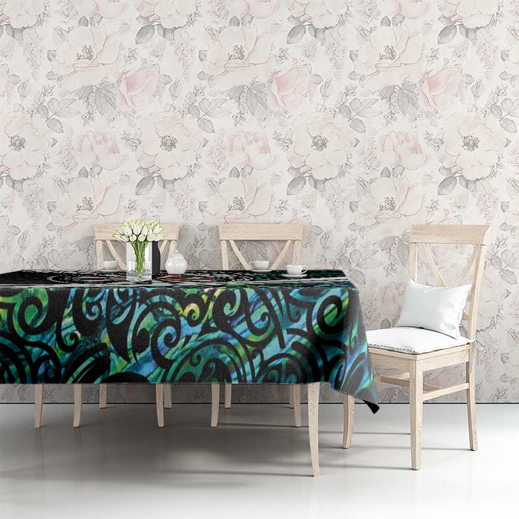 Personalized NZ Darts Tablecloth Paua Shell Maori Koru Whakairo - Polynesian Pride