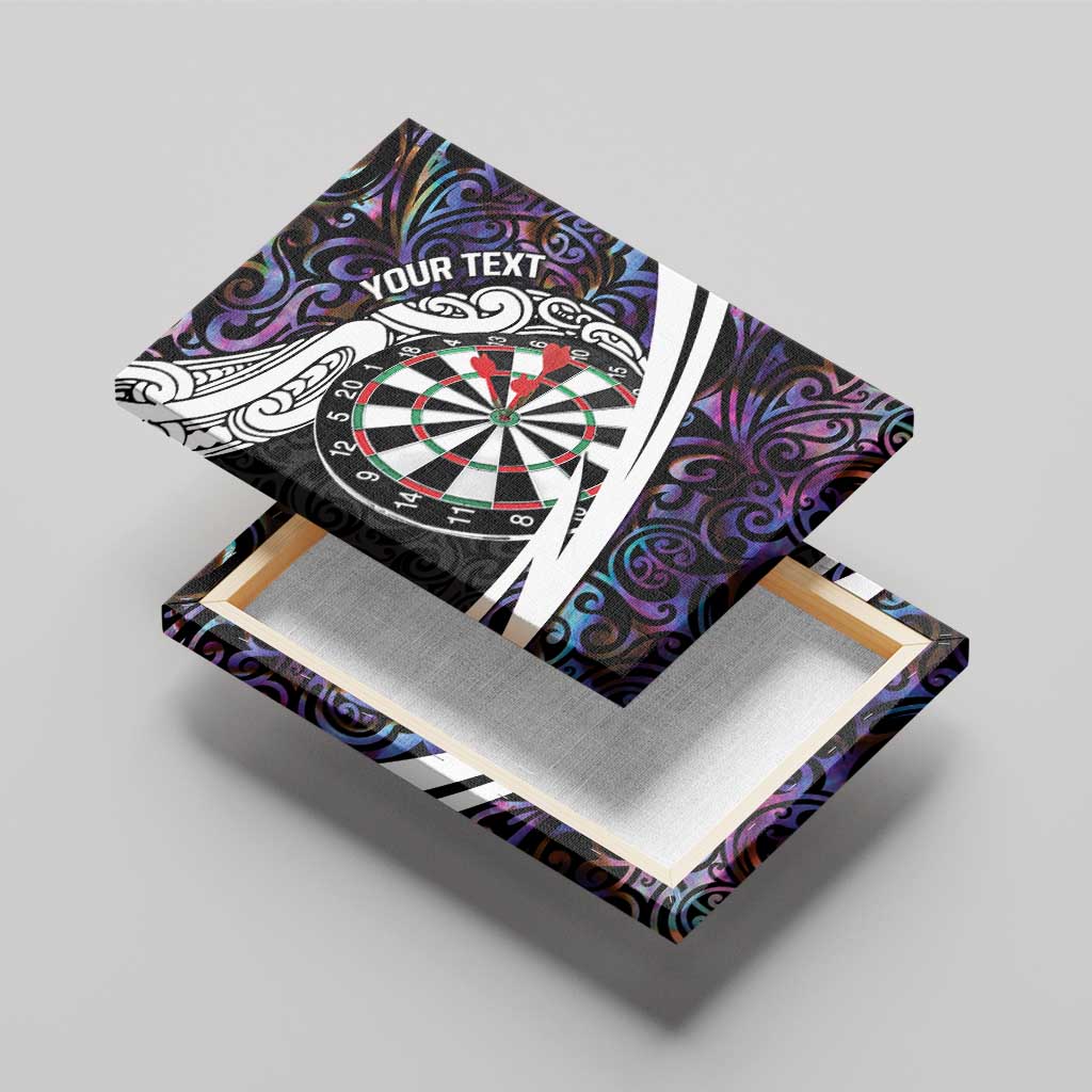 Personalized NZ Darts Canvas Wall Art Paua Shell Maori Koru Whakairo - Purple - Polynesian Pride