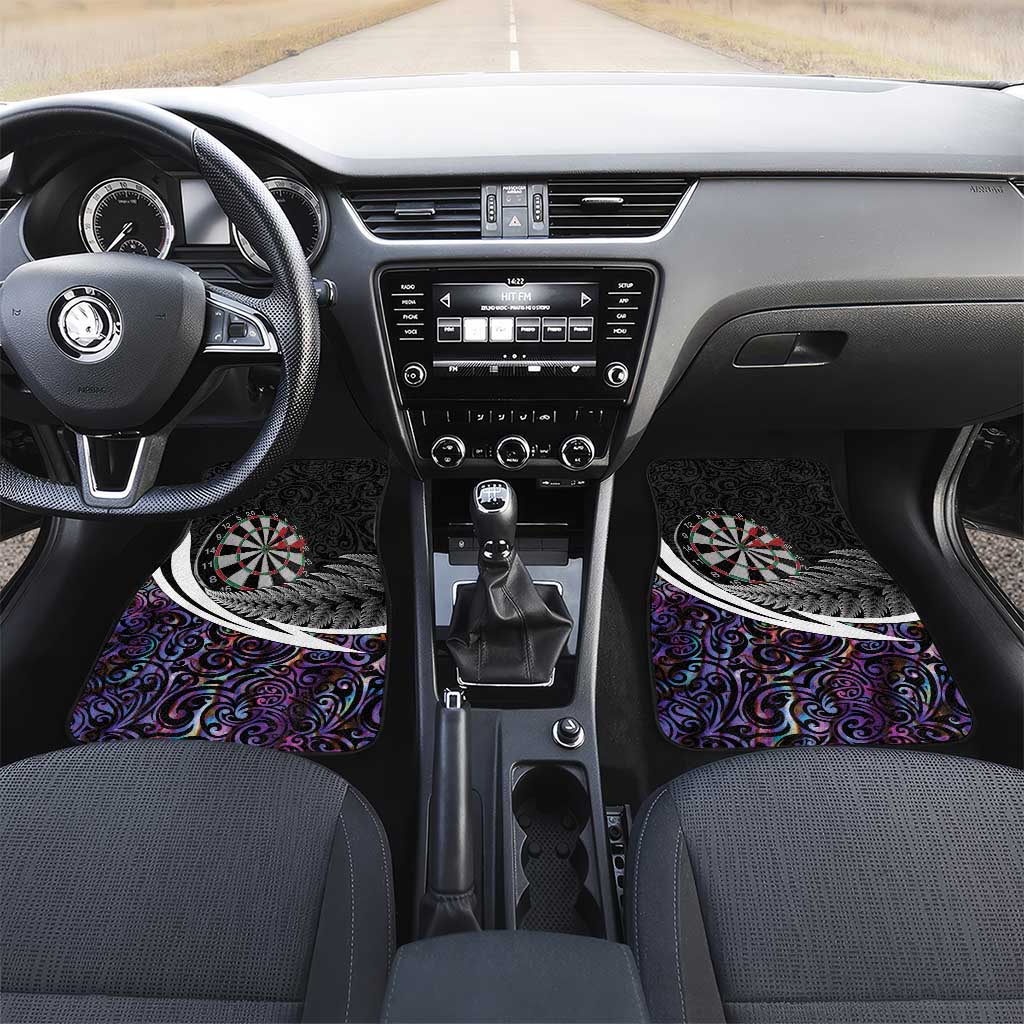 Personalized NZ Darts Car Mats Paua Shell Maori Koru Whakairo - Purple - Polynesian Pride