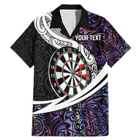 Personalized NZ Darts Family Matching Mermaid Dress and Hawaiian Shirt Paua Shell Maori Koru Whakairo - Purple LT7 Dad's Shirt - Short Sleeve Purple - Polynesian Pride