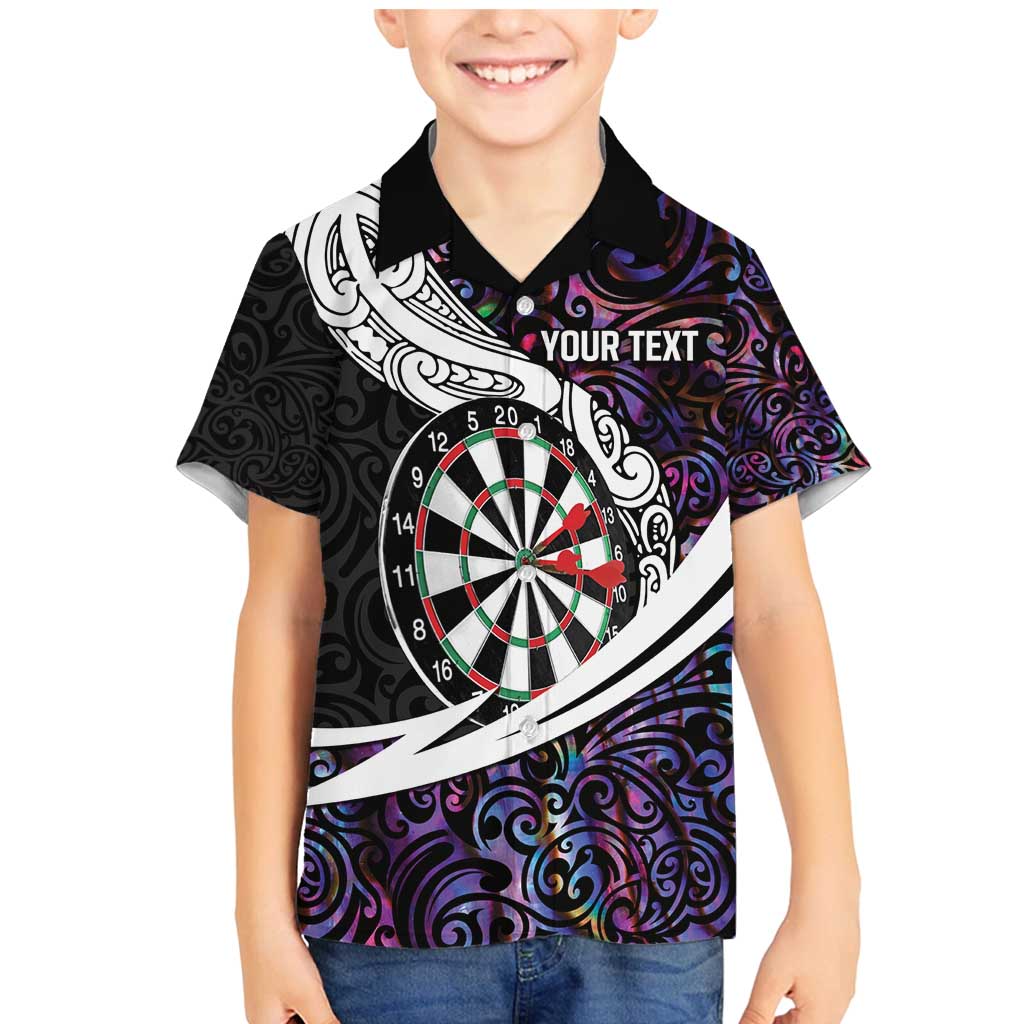 Personalized NZ Darts Family Matching Mermaid Dress and Hawaiian Shirt Paua Shell Maori Koru Whakairo - Purple LT7 Son's Shirt Purple - Polynesian Pride