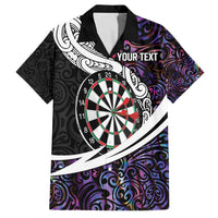 Personalized NZ Darts Family Matching Off The Shoulder Long Sleeve Dress and Hawaiian Shirt Paua Shell Maori Koru Whakairo - Purple LT7 Dad's Shirt - Short Sleeve Purple - Polynesian Pride