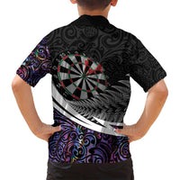 Personalized NZ Darts Family Matching Summer Maxi Dress and Hawaiian Shirt Paua Shell Maori Koru Whakairo - Purple LT7 - Polynesian Pride