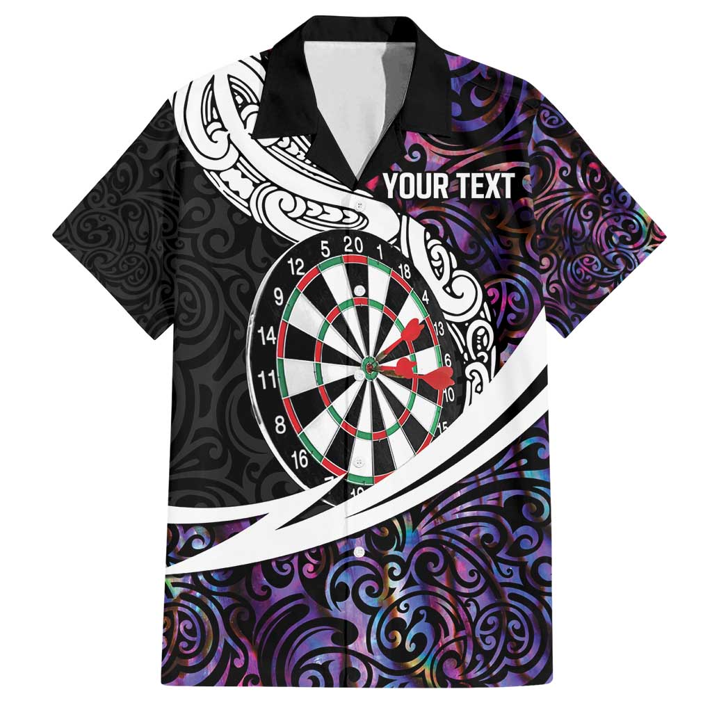 Personalized NZ Darts Family Matching Tank Maxi Dress and Hawaiian Shirt Paua Shell Maori Koru Whakairo - Purple LT7 Dad's Shirt - Short Sleeve Purple - Polynesian Pride