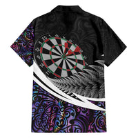 Personalized NZ Darts Family Matching Tank Maxi Dress and Hawaiian Shirt Paua Shell Maori Koru Whakairo - Purple LT7 - Polynesian Pride