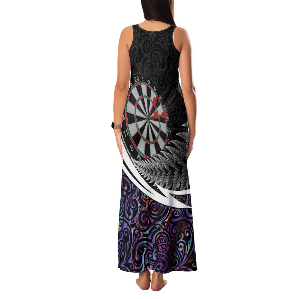 Personalized NZ Darts Family Matching Tank Maxi Dress and Hawaiian Shirt Paua Shell Maori Koru Whakairo - Purple LT7 - Polynesian Pride