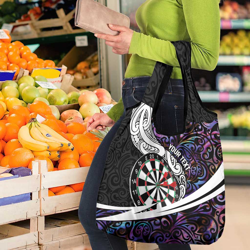 Personalized NZ Darts Grocery Bag Paua Shell Maori Koru Whakairo - Purple LT7 - Polynesian Pride