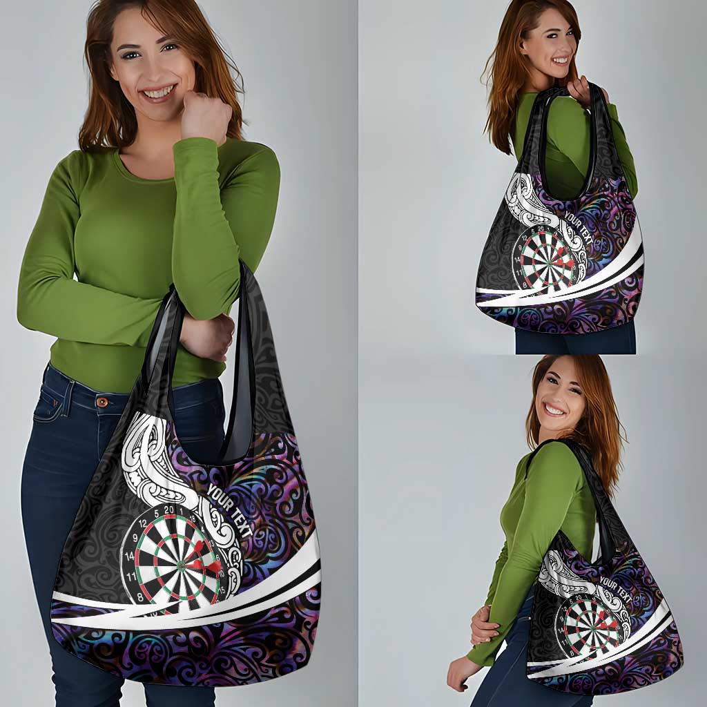 Personalized NZ Darts Grocery Bag Paua Shell Maori Koru Whakairo - Purple LT7 - Polynesian Pride
