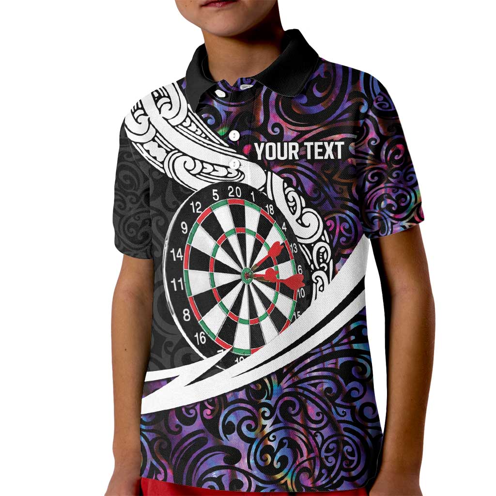 Personalized NZ Darts Kid Polo Shirt Paua Shell Maori Koru Whakairo - Purple LT7 Kid Purple - Polynesian Pride