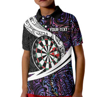 Personalized NZ Darts Kid Polo Shirt Paua Shell Maori Koru Whakairo - Purple LT7 Kid Purple - Polynesian Pride