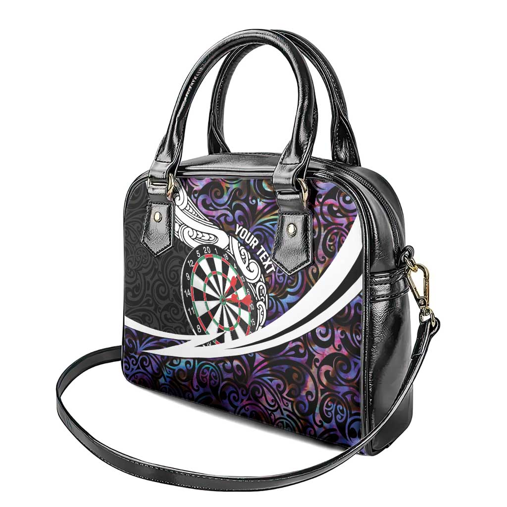 Personalized NZ Darts Shoulder Handbag Paua Shell Maori Koru Whakairo - Purple - Polynesian Pride