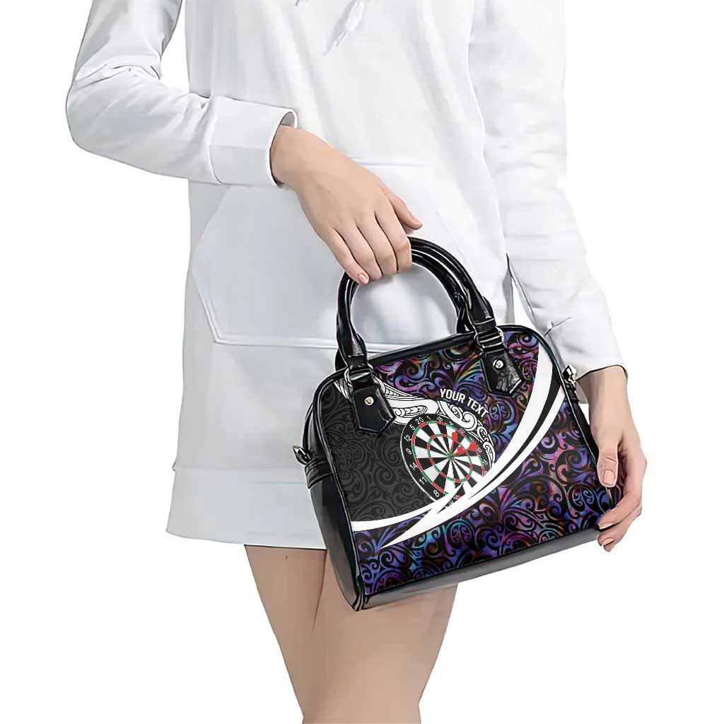 Personalized NZ Darts Shoulder Handbag Paua Shell Maori Koru Whakairo - Purple - Polynesian Pride