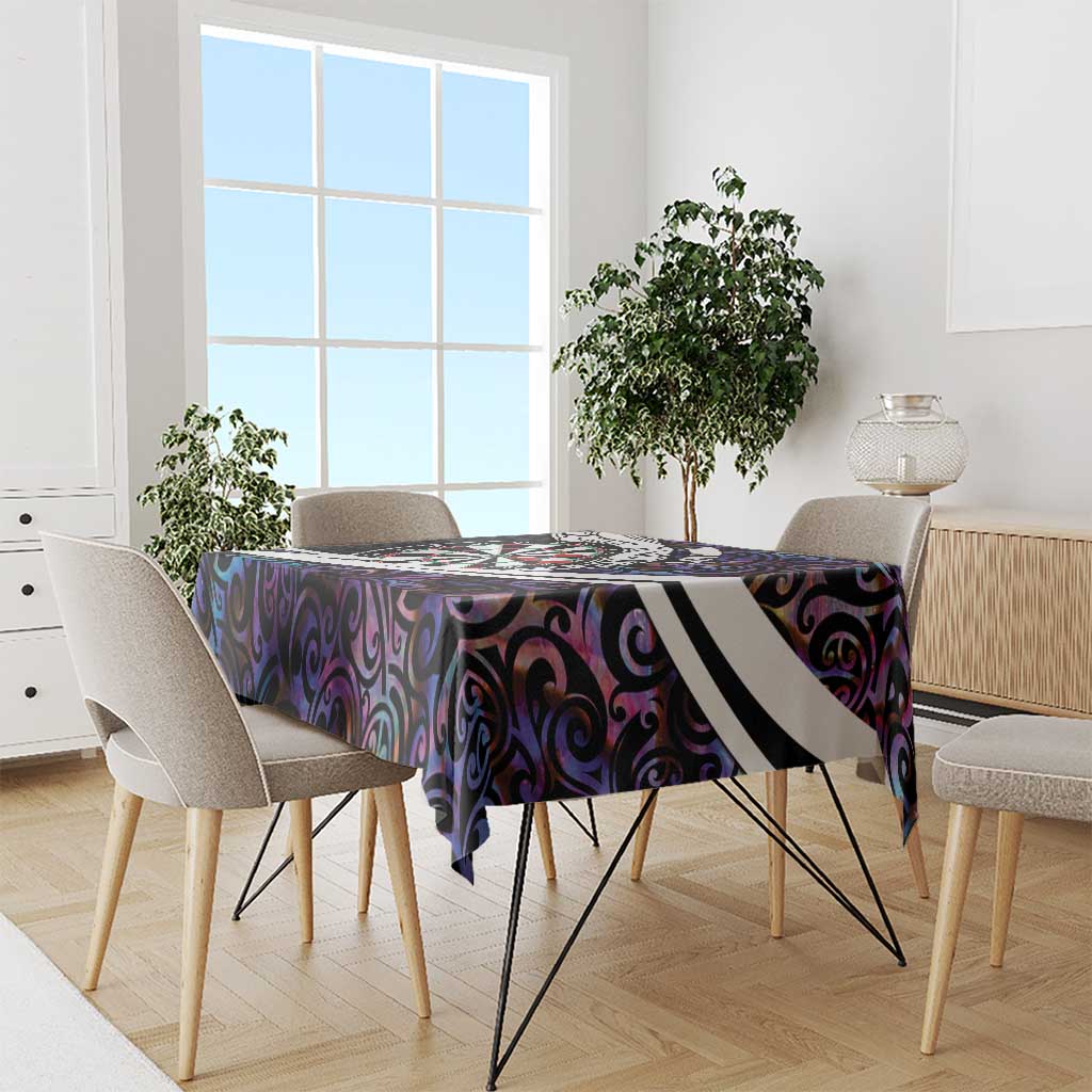 Personalized NZ Darts Tablecloth Paua Shell Maori Koru Whakairo - Purple - Polynesian Pride