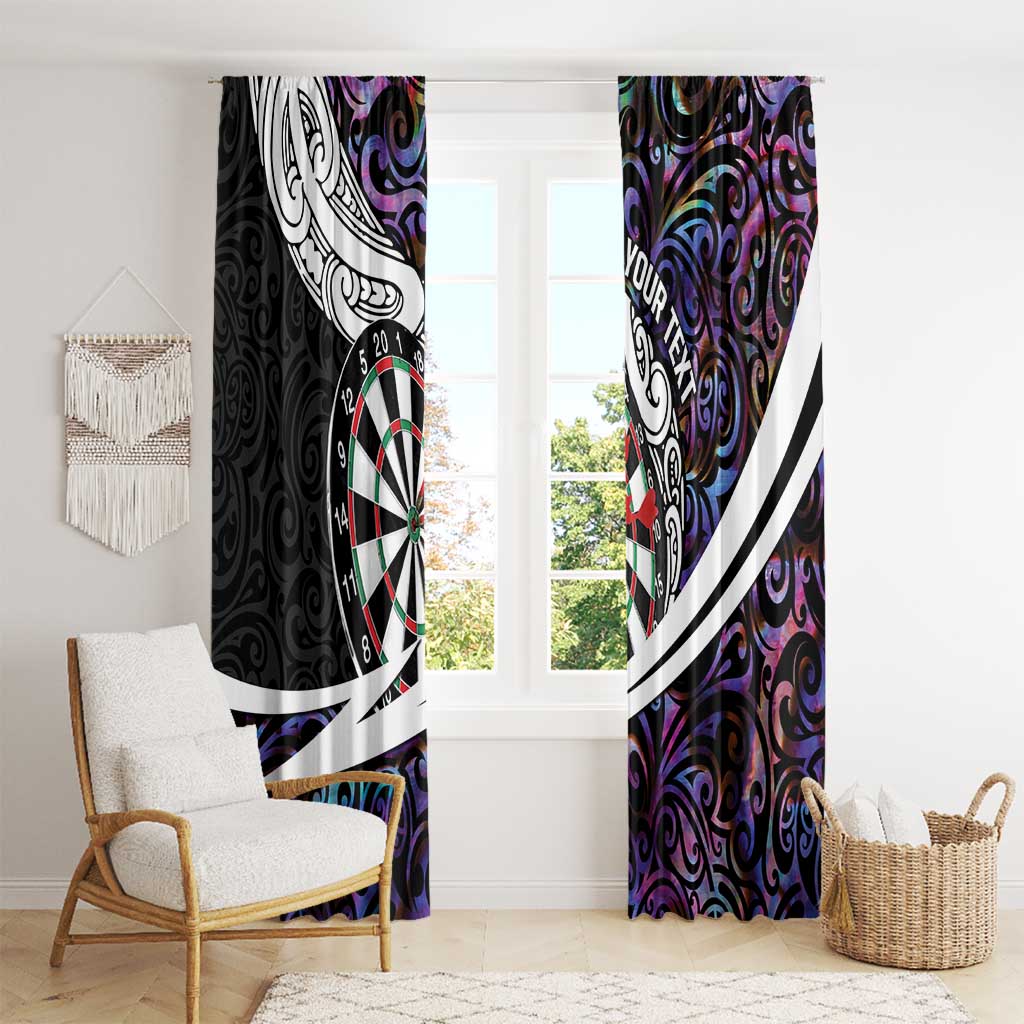 Personalized NZ Darts Window Curtain Paua Shell Maori Koru Whakairo - Purple - Polynesian Pride