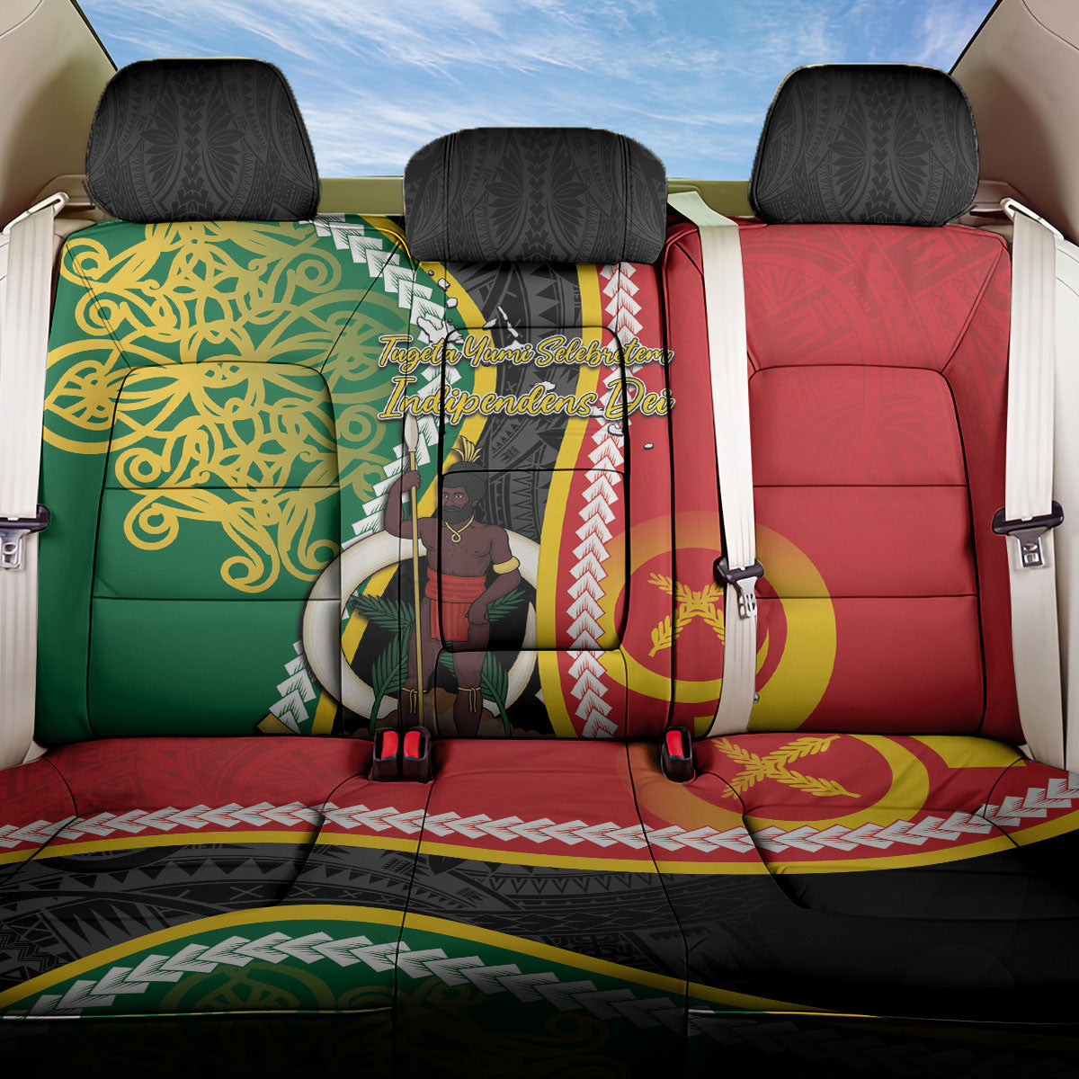 Ni-Vanuatu Indipendens Dei Celebretem Back Car Seat Cover Yumi Yumi Yumi LT7 One Size Multicolor - Polynesian Pride