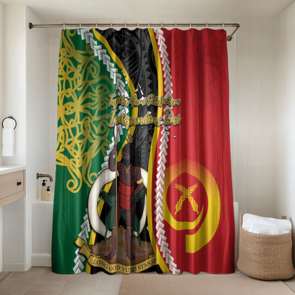 Ni-Vanuatu Indipendens Dei Celebretem Bathroom Set Yumi Yumi Yumi LT7 Shower Curtain Only Multicolor - Polynesian Pride