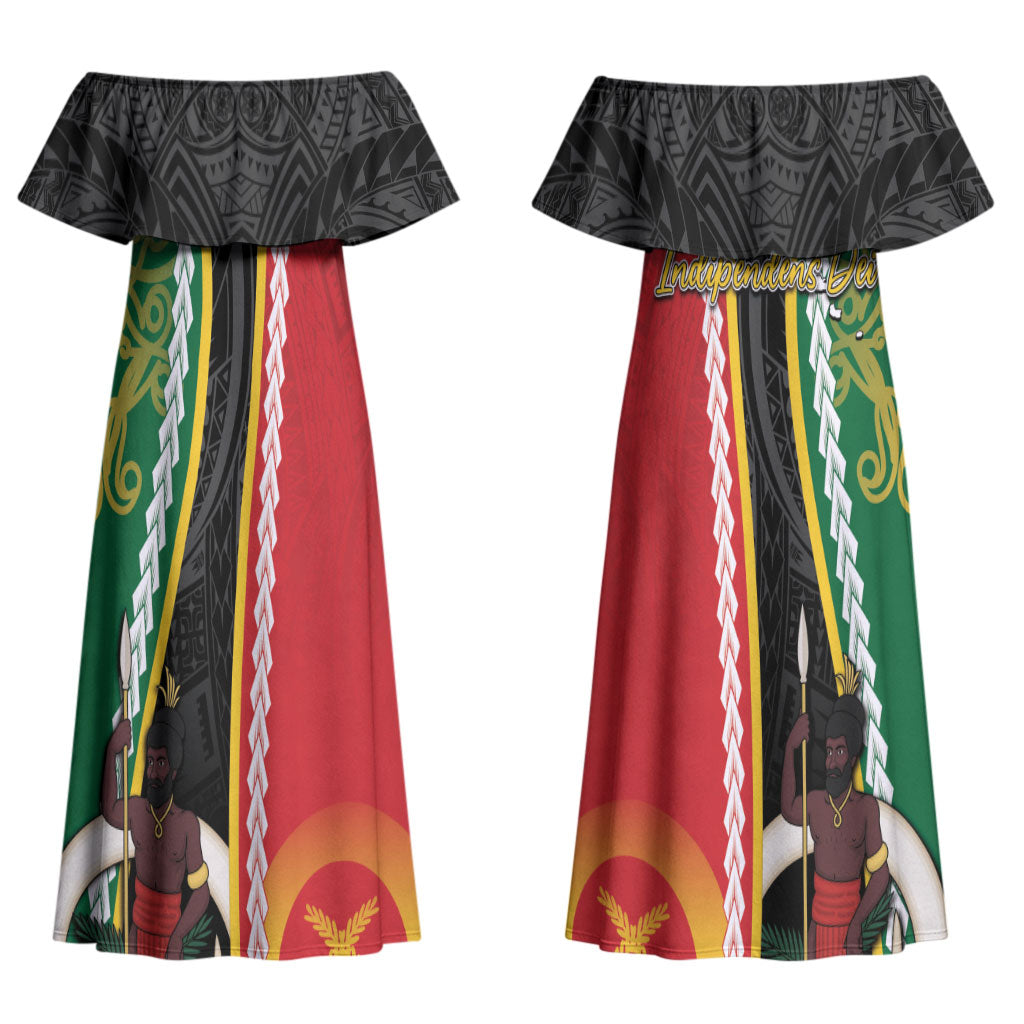 Ni-Vanuatu Indipendens Dei Celebretem Couples Matching Off Shoulder Maxi Dress and Hawaiian Shirt Yumi Yumi Yumi LT7 - Polynesian Pride