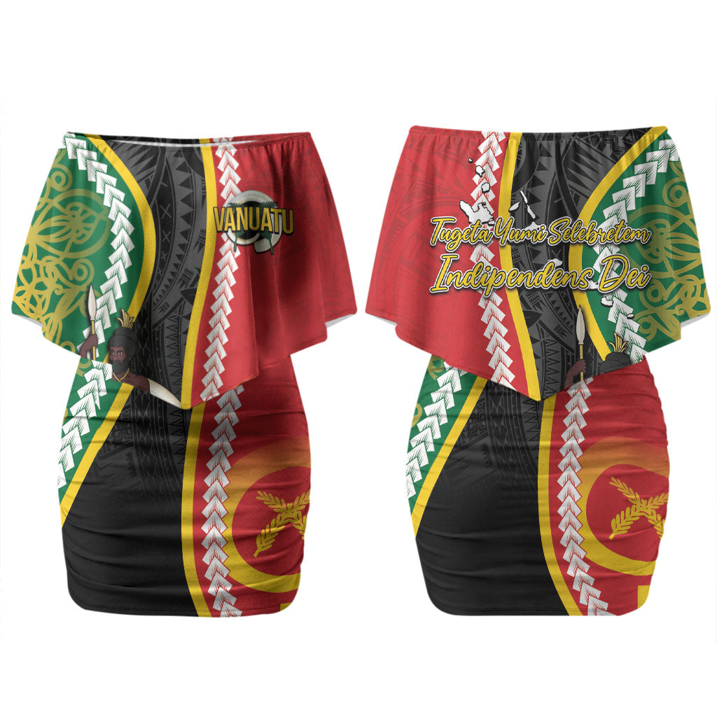 Ni-Vanuatu Indipendens Dei Celebretem Couples Matching Off Shoulder Short Dress and Long Sleeve Button Shirt Yumi Yumi Yumi LT7 - Polynesian Pride