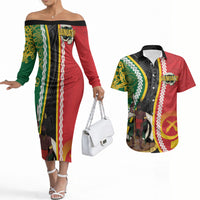 Ni-Vanuatu Indipendens Dei Celebretem Couples Matching Off The Shoulder Long Sleeve Dress and Hawaiian Shirt Yumi Yumi Yumi LT7 Multicolor - Polynesian Pride