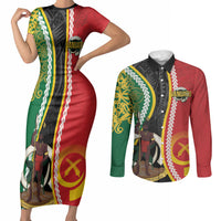 Ni-Vanuatu Indipendens Dei Celebretem Couples Matching Short Sleeve Bodycon Dress and Long Sleeve Button Shirt Yumi Yumi Yumi LT7 Multicolor - Polynesian Pride