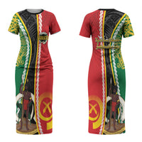 Ni-Vanuatu Indipendens Dei Celebretem Couples Matching Short Sleeve Bodycon Dress and Long Sleeve Button Shirt Yumi Yumi Yumi LT7 - Polynesian Pride