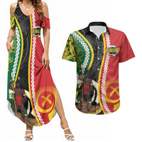 Ni-Vanuatu Indipendens Dei Celebretem Couples Matching Summer Maxi Dress and Hawaiian Shirt Yumi Yumi Yumi LT7 Multicolor - Polynesian Pride