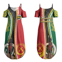 Ni-Vanuatu Indipendens Dei Celebretem Couples Matching Summer Maxi Dress and Long Sleeve Button Shirt Yumi Yumi Yumi LT7 - Polynesian Pride