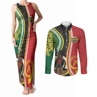 Ni-Vanuatu Indipendens Dei Celebretem Couples Matching Tank Maxi Dress and Long Sleeve Button Shirt Yumi Yumi Yumi LT7 Multicolor - Polynesian Pride
