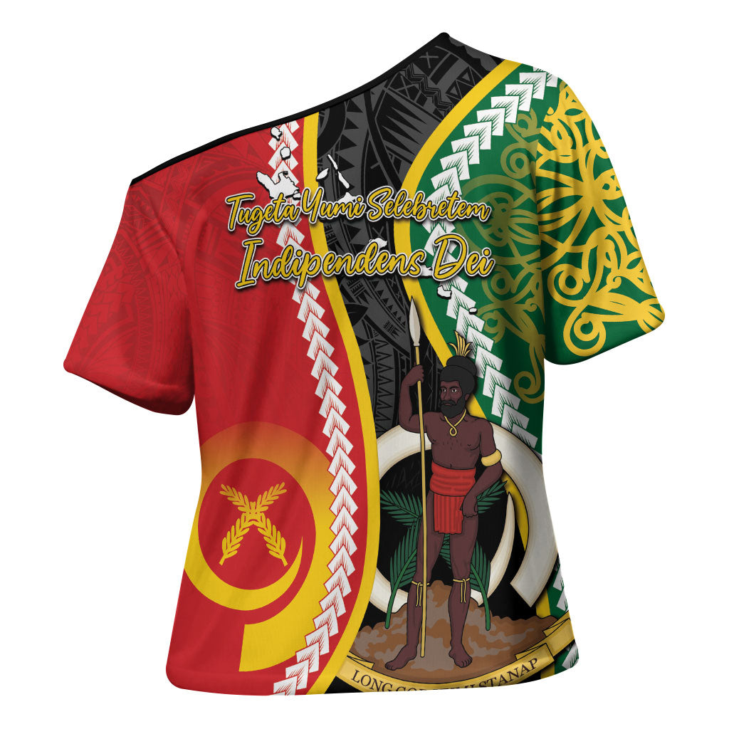 Ni-Vanuatu Indipendens Dei Celebretem Cross Shoulder Shirt Yumi Yumi Yumi LT7 - Polynesian Pride