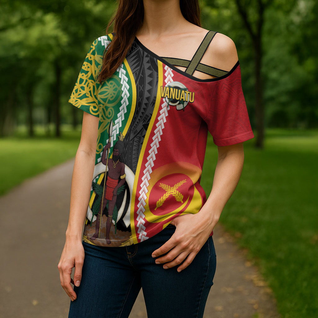 Ni-Vanuatu Indipendens Dei Celebretem Cross Shoulder Shirt Yumi Yumi Yumi LT7 - Polynesian Pride