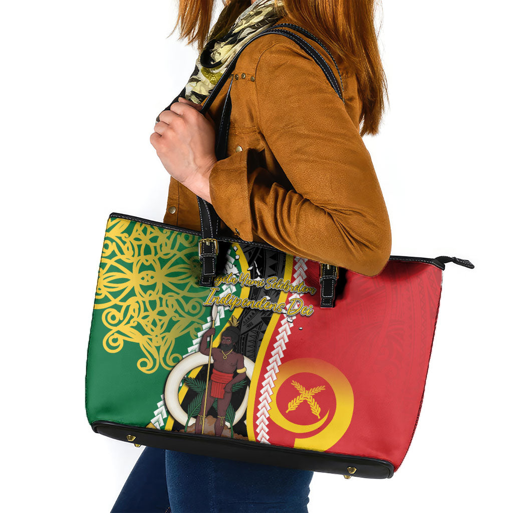 Ni-Vanuatu Indipendens Dei Celebretem Leather Tote Bag Yumi Yumi Yumi LT7 Multicolor - Polynesian Pride