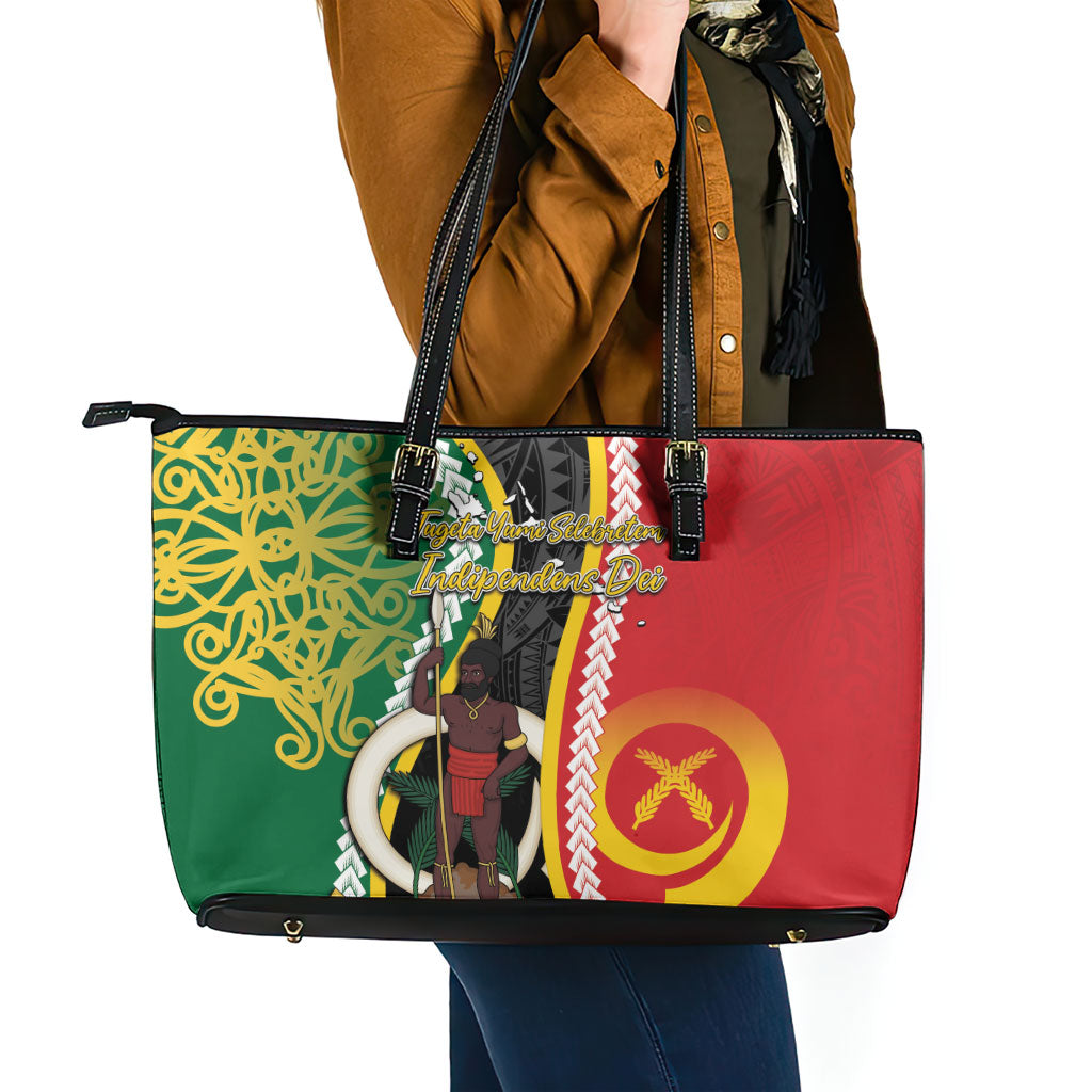 Ni-Vanuatu Indipendens Dei Celebretem Leather Tote Bag Yumi Yumi Yumi LT7 - Polynesian Pride