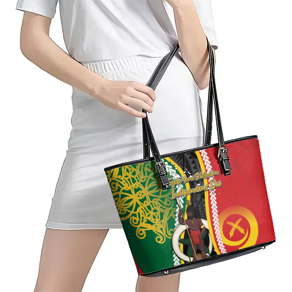 Ni-Vanuatu Indipendens Dei Celebretem Leather Tote Bag Yumi Yumi Yumi LT7 - Polynesian Pride