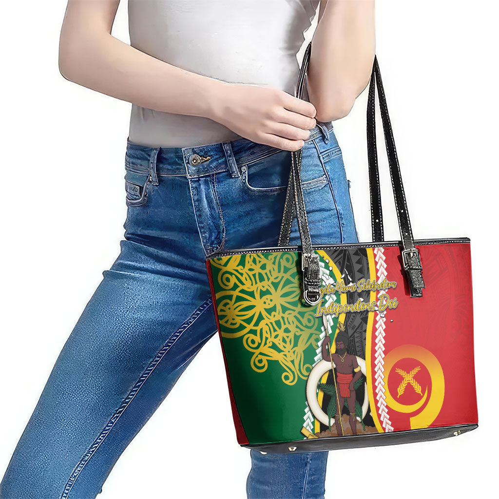 Ni-Vanuatu Indipendens Dei Celebretem Leather Tote Bag Yumi Yumi Yumi LT7 - Polynesian Pride