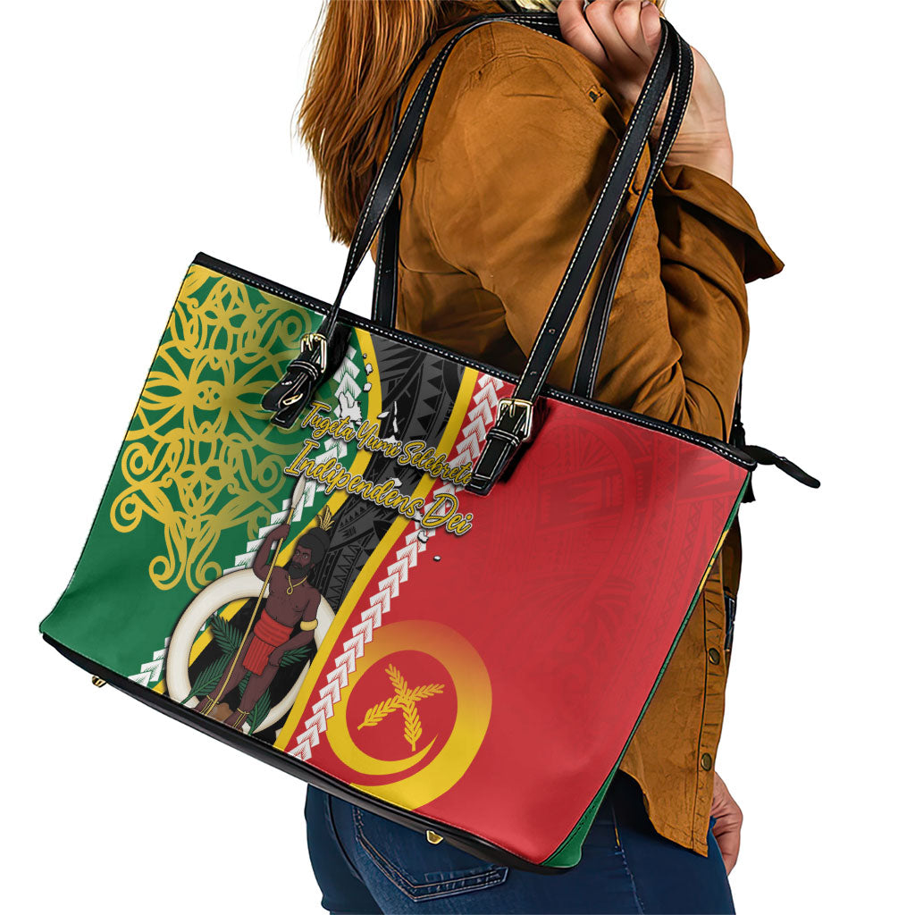 Ni-Vanuatu Indipendens Dei Celebretem Leather Tote Bag Yumi Yumi Yumi LT7 - Polynesian Pride