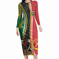 Ni-Vanuatu Indipendens Dei Celebretem Long Sleeve Bodycon Dress Yumi Yumi Yumi LT7 Long Dress Multicolor - Polynesian Pride