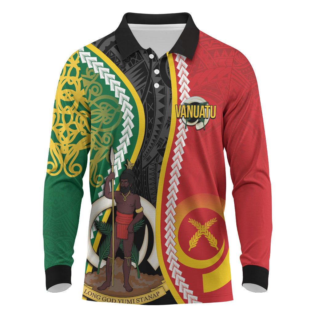 Ni-Vanuatu Indipendens Dei Celebretem Long Sleeve Polo Shirt Yumi Yumi Yumi LT7 Multicolor - Polynesian Pride