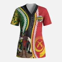 Ni-Vanuatu Indipendens Dei Celebretem Scrub Top Yumi Yumi Yumi LT7 Adult Multicolor - Polynesian Pride