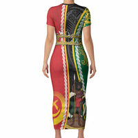 Ni-Vanuatu Indipendens Dei Celebretem Short Sleeve Bodycon Dress Yumi Yumi Yumi LT7 - Polynesian Pride