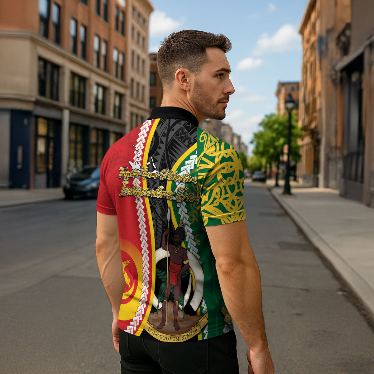 Ni-Vanuatu Indipendens Dei Celebretem Zipper Polo Shirt Yumi Yumi Yumi LT7 - Polynesian Pride