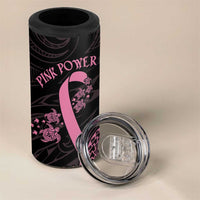Polynesian Pink Power 4 in 1 Can Cooler Tumbler Breast Cancer Ribbon Turtle and Flowers LT7 - Polynesian Pride