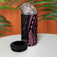 Polynesian Pink Power 4 in 1 Can Cooler Tumbler Breast Cancer Ribbon Turtle and Flowers LT7 - Polynesian Pride